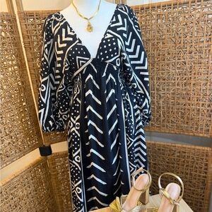 Sergio Modamare Black & White Patterned Maxi Dress